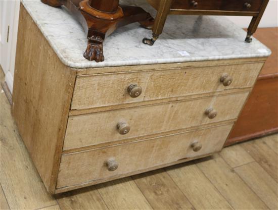 A marble top pine chest of drawers, W.100cm